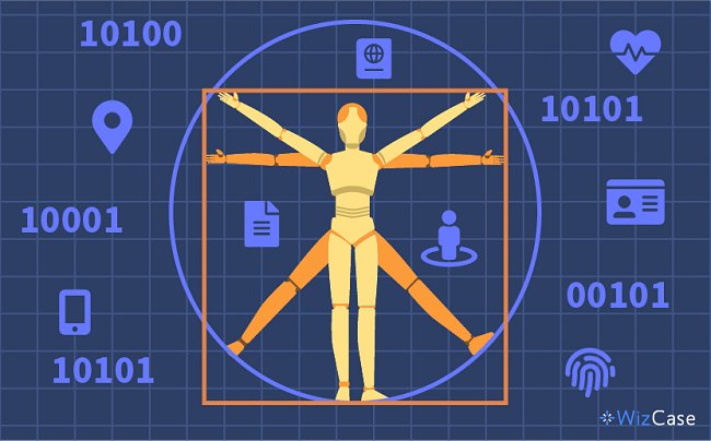 image of a robotic Vitruvian Man surrounded by digital symbols and computer code